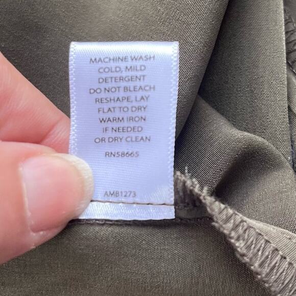 Sejour Moto Vest Sz 14W Olive Asym Zip Edgy Layering Minimalist Street Gremlin - Picture 11 of 15